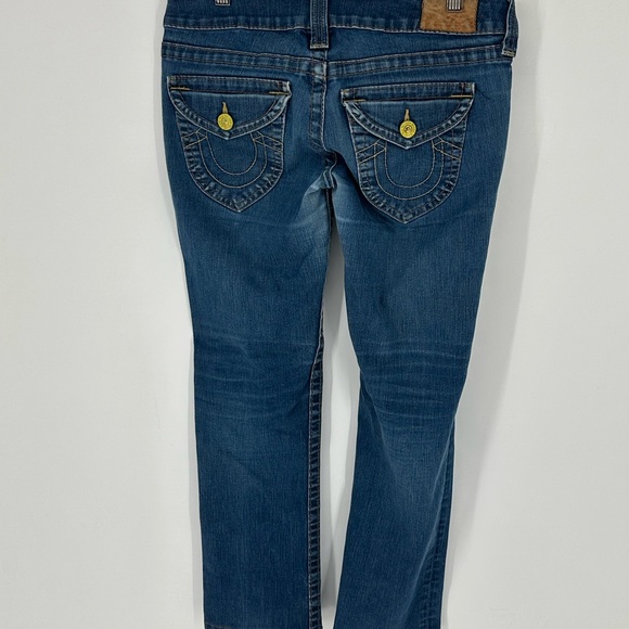 Vintage True Religion Women's Medium Wash Jeans Sz 28 Yellow Button Made in USA - Picture 3 of 5
